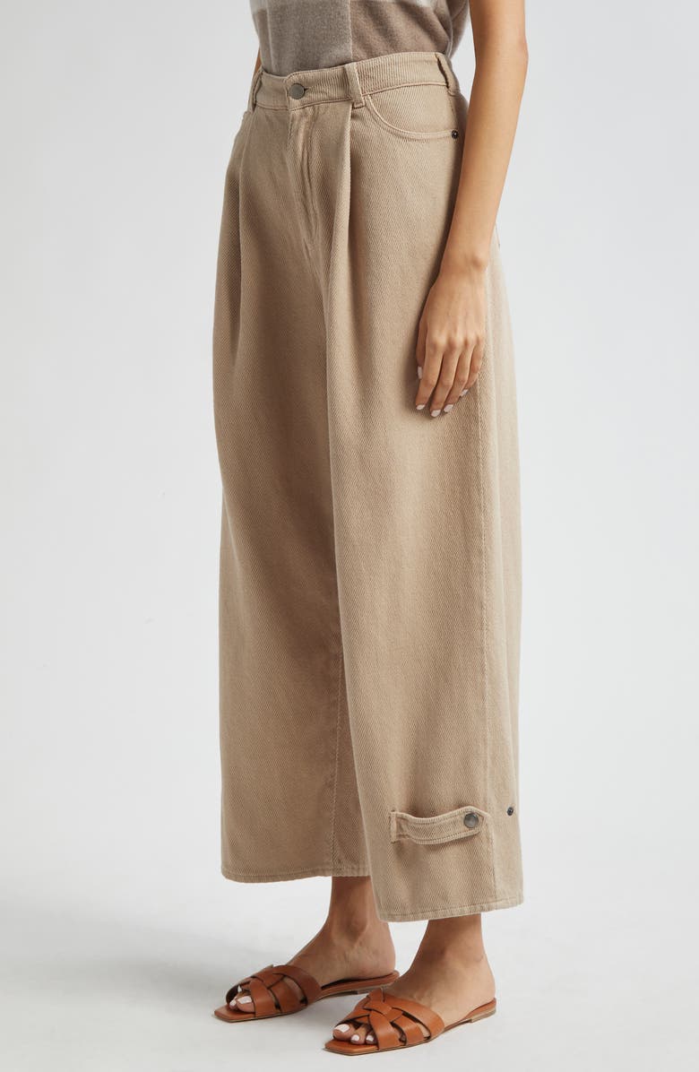 Emporio Armani High Crop Wide Leg Cotton Twill Pants, Alternate, color,