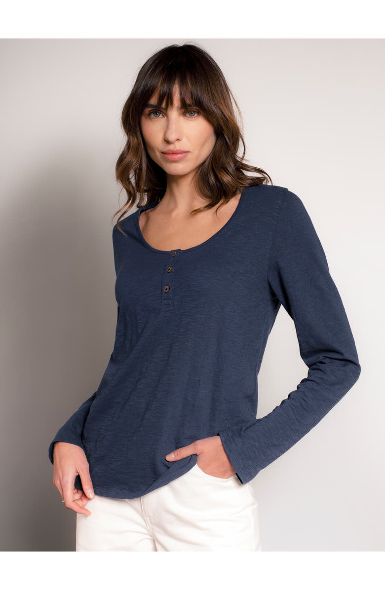 Celtic & Co. Slub Jersey Scoop Neck Henley Top, Alternate, color, Dark Navy