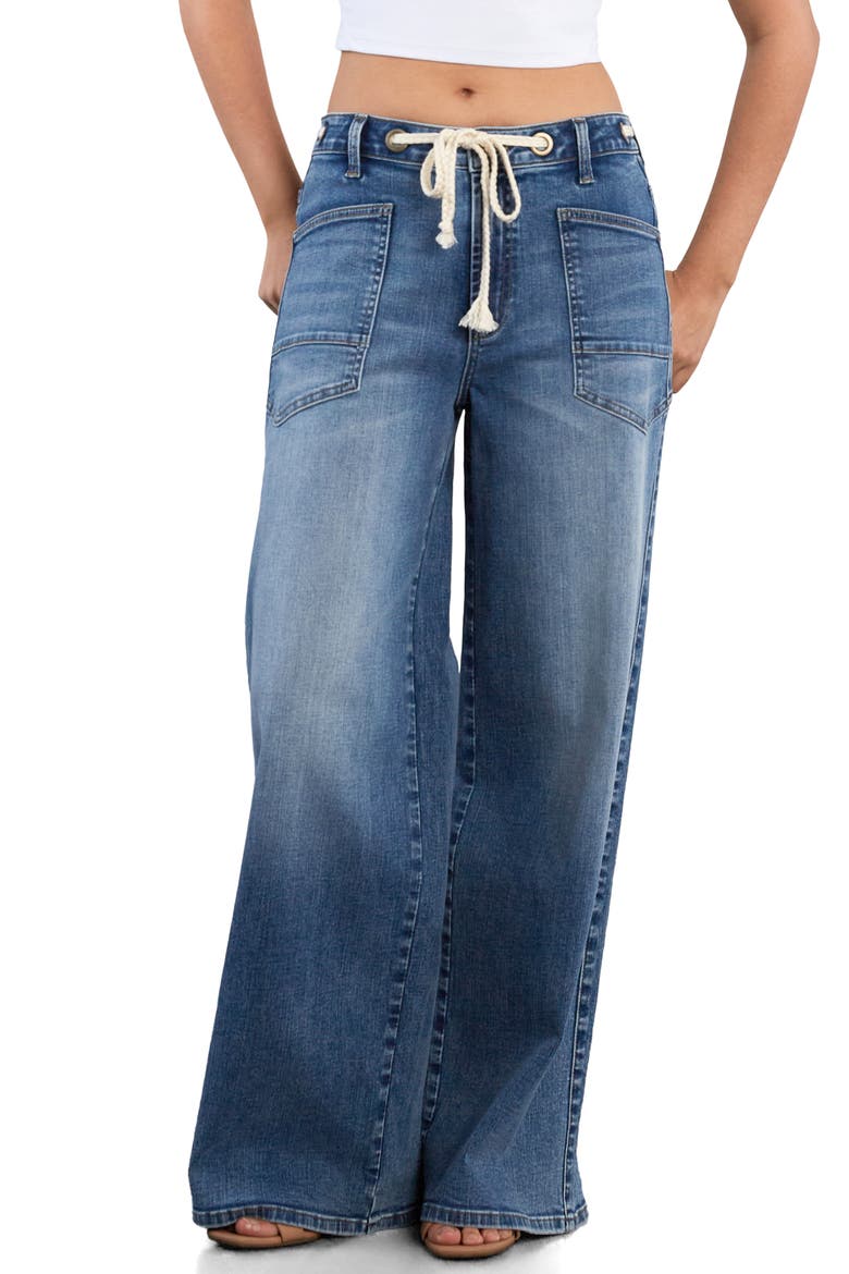Stellar Tie Straight Leg Jeans, Main, color, STELLAR BLUE