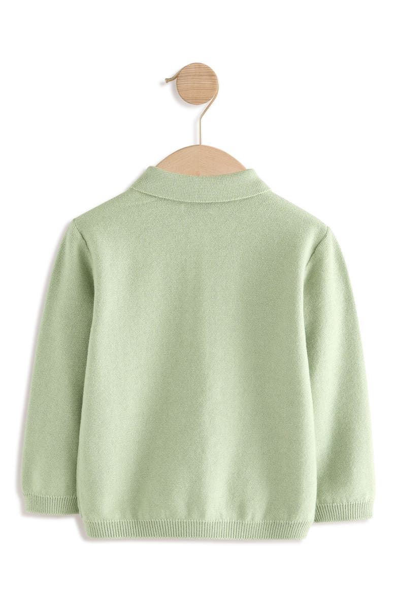 Kids' Embroidered Wildlife Long Sleeve Cotton Polo Sweater, Alternate, color, GREEN