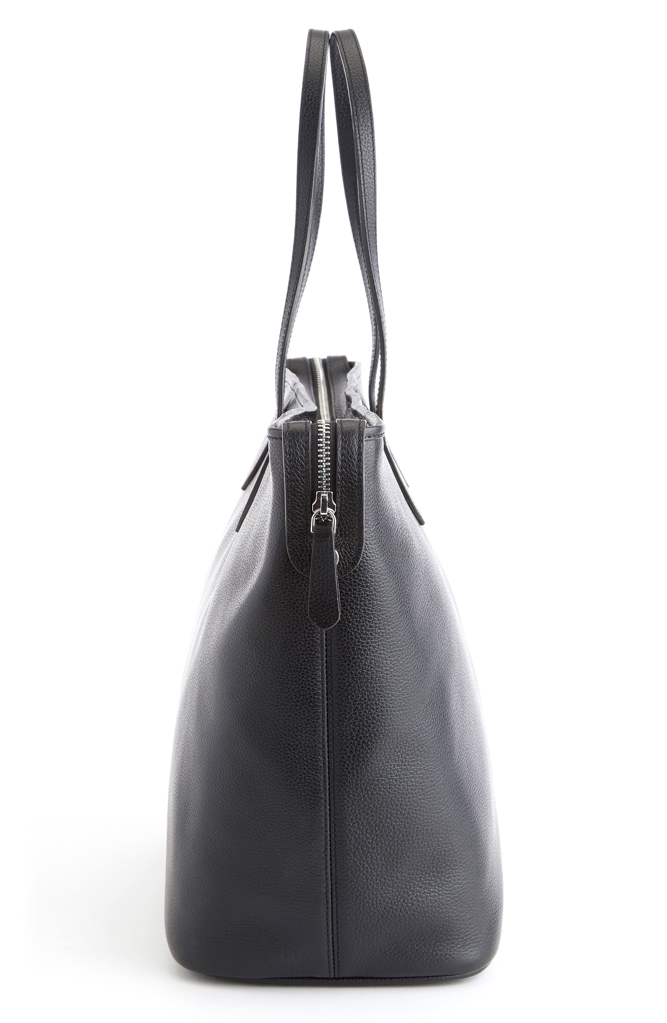 ROYCE New York Leather Tote with Wristlet, Alternate, color, Black