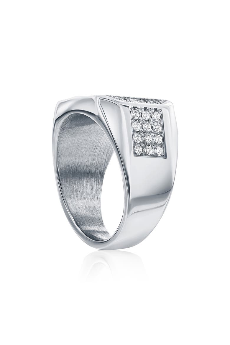 Men's Cubic Zirconia Signet Ring, Alternate, color, SILVER