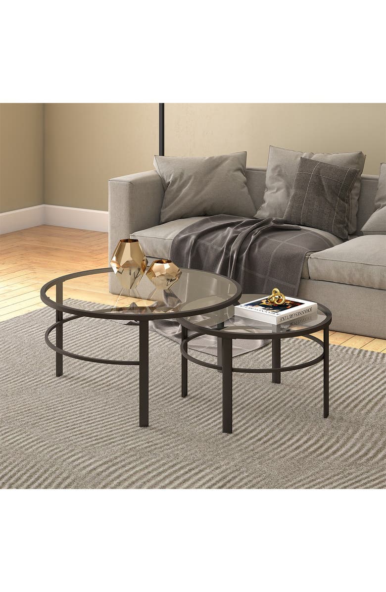 ADDISON AND LANE Gaia Blackened Bronze Nesting Coffee Table Set, Alternate, color, 