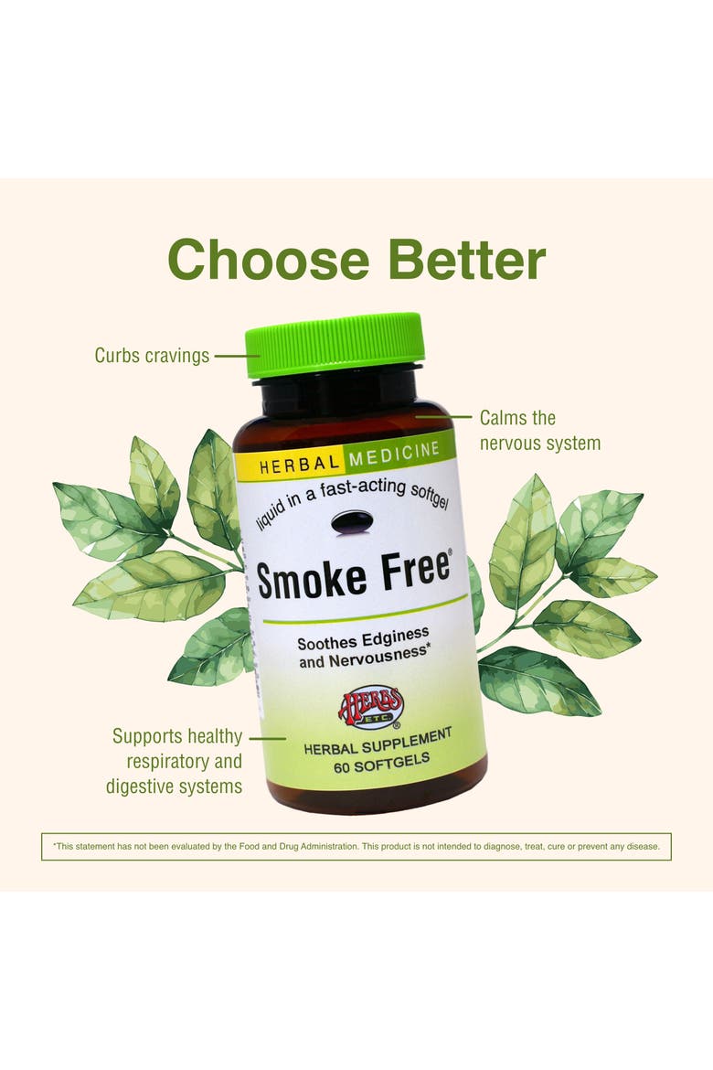 Smoke Free - Support While Quitting - Healthy Respiratory System Support - Aids Against Edginess & Unpleasant Attitudes - 60 Softgels, Alternate, color, No Color