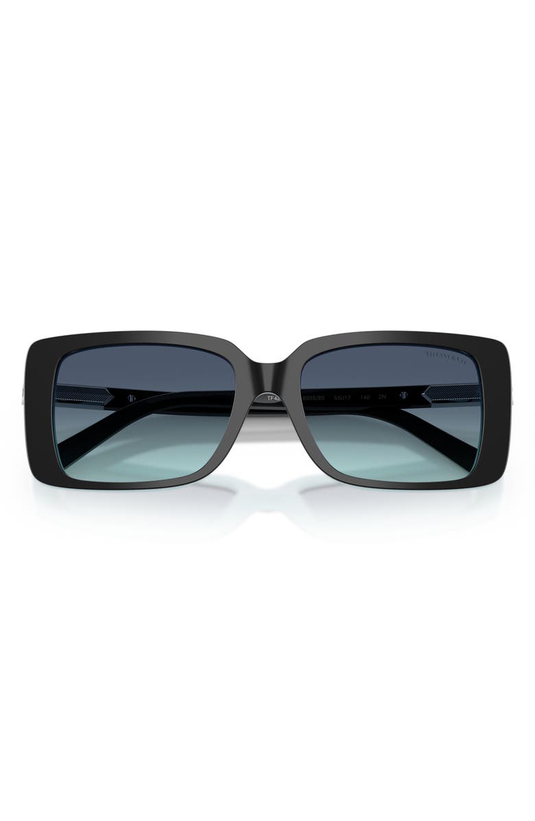 Tiffany & Co. 55mm Gradient Rectangular Sunglasses, Alternate, color, Black On Tiffany Blue / Azure