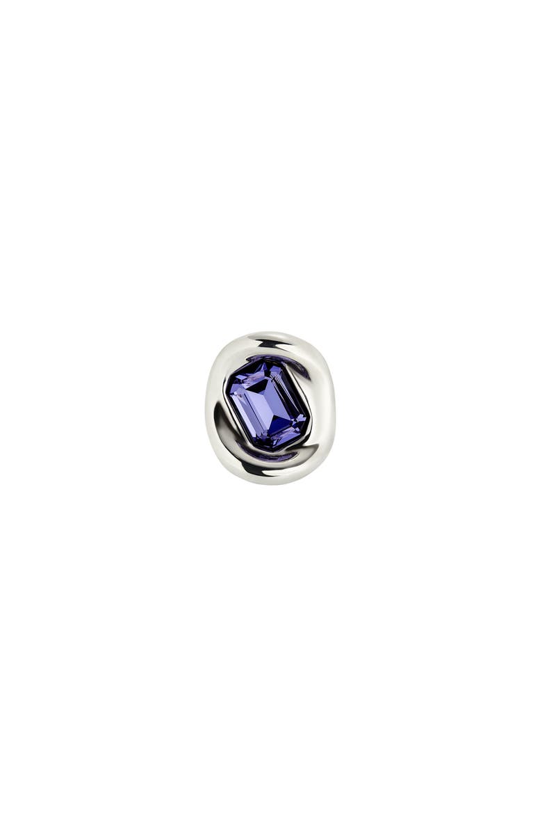 Sterling Silver-Plated Ring with Purple Crystal, Alternate, color, Silver