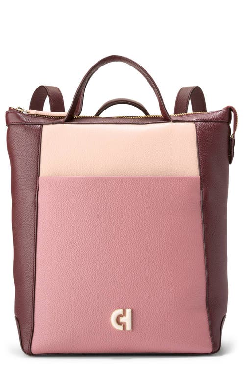 Cole Haan Small Grand Ambition Leather Convertible Luxe Backpack in Ivory/Cameo Rose/Pink 