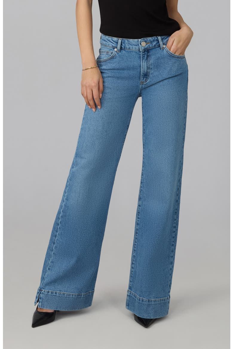 Knox Mid Rise Comfort Flare Jeans, Main, color, Sunwashed Indigo