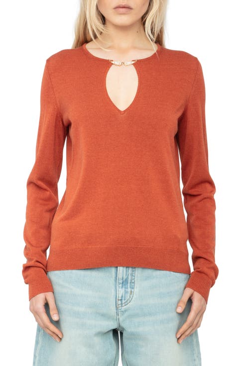 Sayan Crystal Detail Keyhole Neck Sweater
