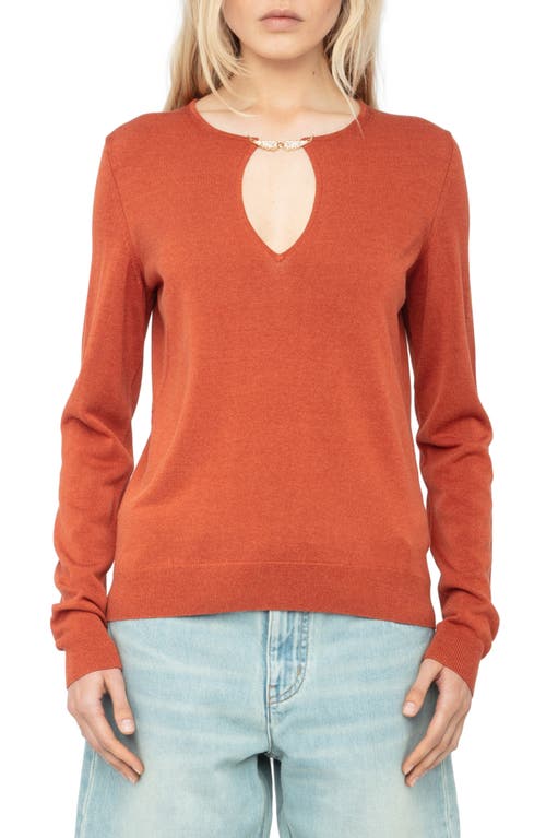 Zadig & Voltaire Womens Sayan Wing-embellished Long-sleeve Cotton-blend Jumper Sienna