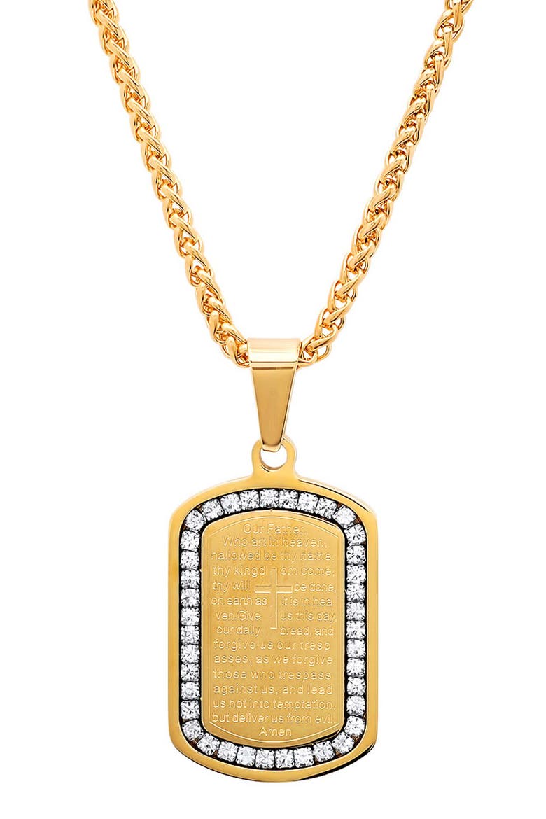 Men's Prayer Tag Pendant Necklace, Main, color, GOLD