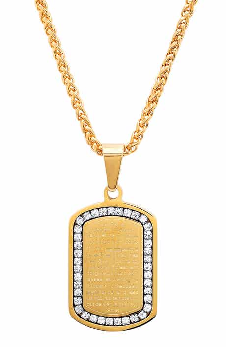 STEELTIME Men's Prayer Tag Pendant Necklace