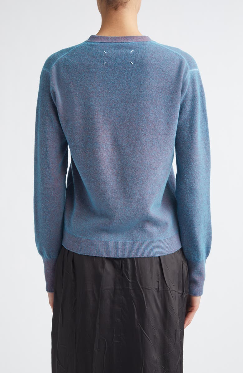 Maison Margiela Plaited Wool Cardigan, Alternate, color, Turquoise/ Red