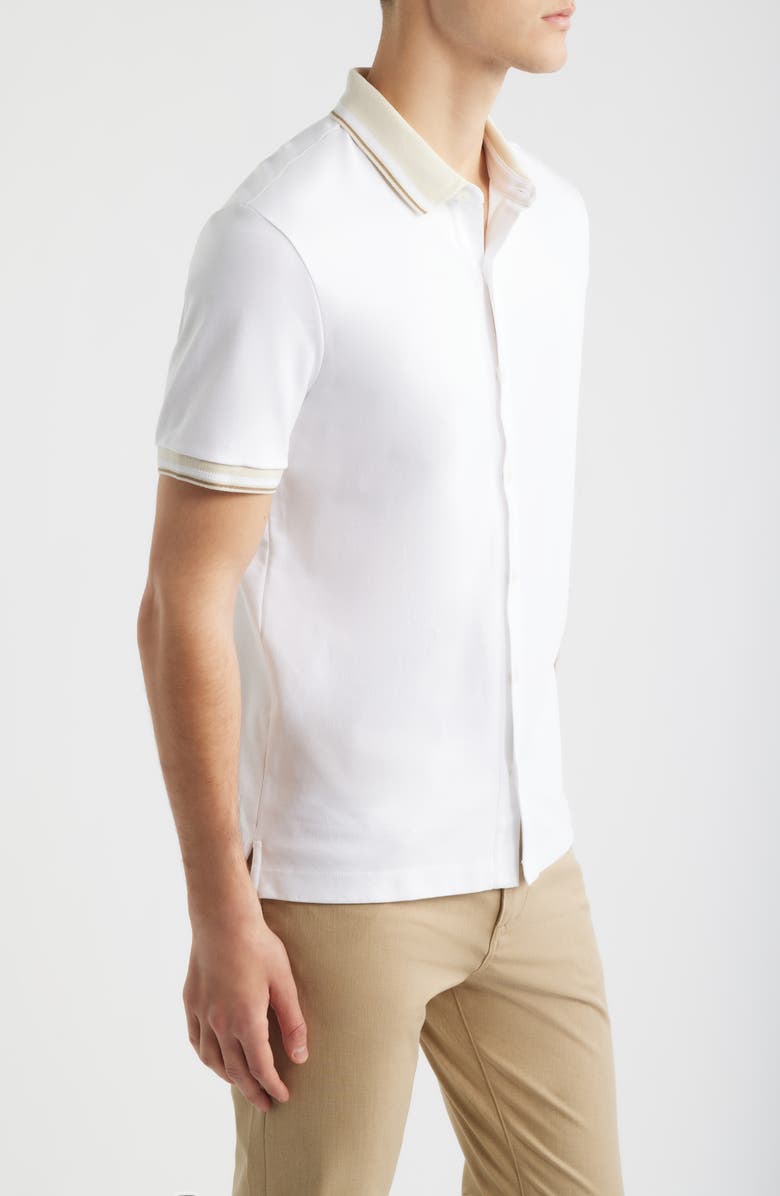 BOSS Puno Short Sleeve Cotton Button-Up Shirt, Alternate, color, White