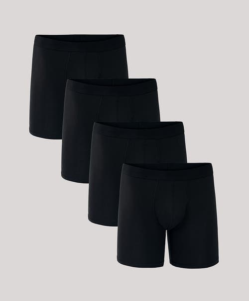 Pact Organic Cotton Everyday Extended Boxer Brief 4-pack In Black