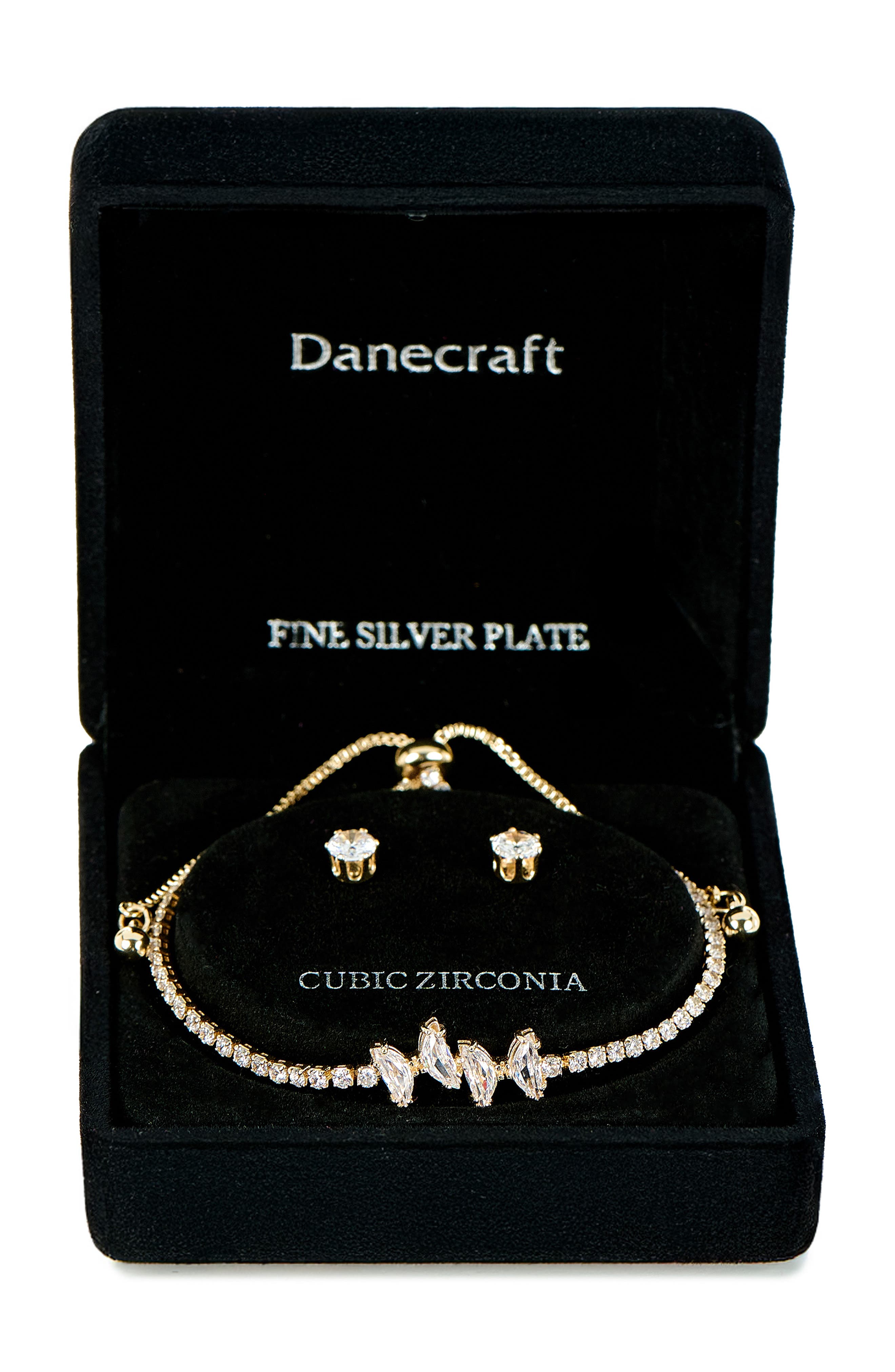 Danecraft Cubic Zirconia Stud Earrings & Tennis Bracelet Set