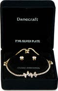 Danecraft Cubic Zirconia Stud Earrings & Tennis Bracelet Set