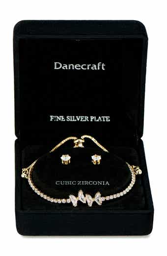 Danecraft Cubic Zirconia Stud Earrings & Tennis Bracelet Set