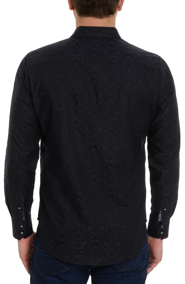 Robert Graham Bayview Cotton Button-Up Shirt, Alternate, color, Black