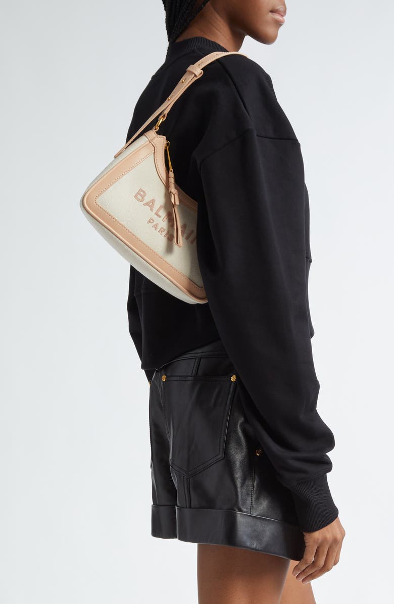 Balmain B-Army Canvas & Leather Shoulder Bag, Alternate, color,