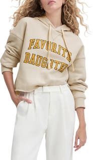 Favorite Daughter The Cropped Collegiate Cotton Blend Hoodie