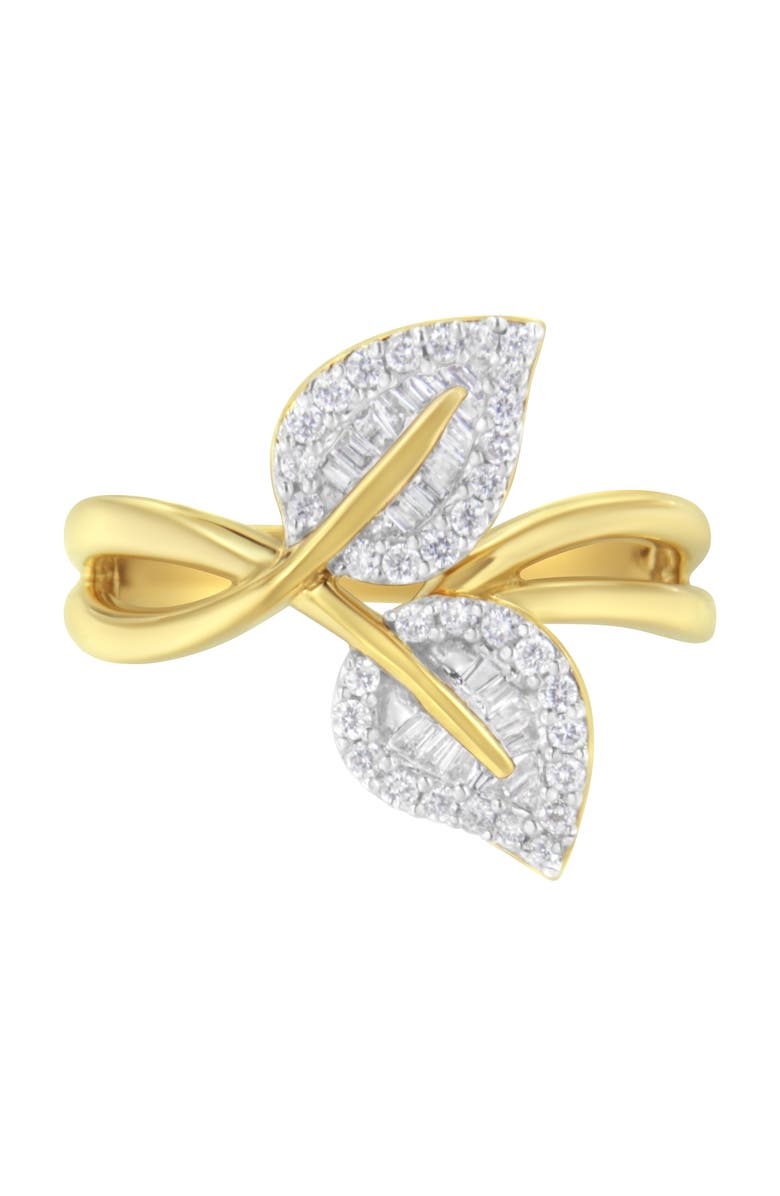 Haus of Brilliance 10K Yellow Gold 3/8 Cttw Diamond Leaf Cocktail Ring, Alternate, color, Yellow Gold