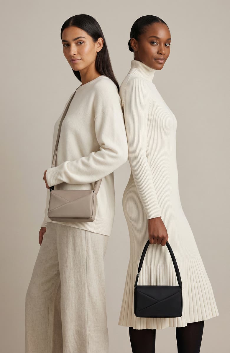 Lux and Nyx Mini Origami Flap 2-in-1 Convertible Crossbody Bag and Handbag For Women, Alternate, color, Black