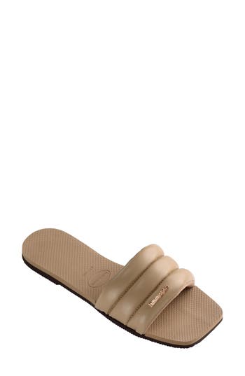 Shop Havaianas You Milan Quilted Slide Sandal In Rose Gold