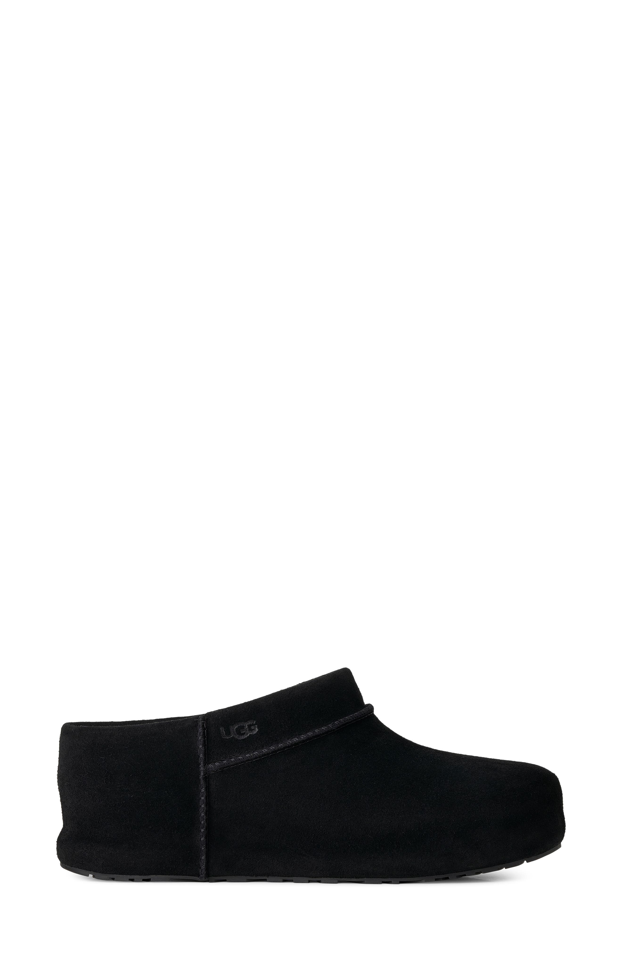 Enwrap Genuine Shearling Lined Leather Clog, Alternate, color, BLACK