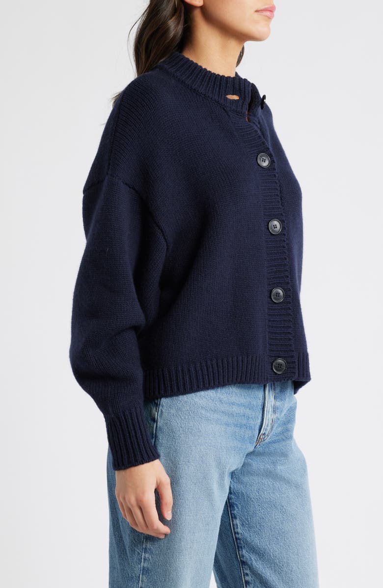 FRAME Chunky Wool Blend Cardigan, Alternate, color, Navy