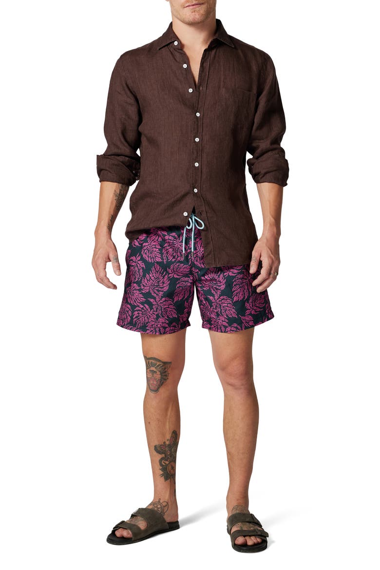 Coromandel Button-Up Linen Shirt, Alternate, color, COCOA