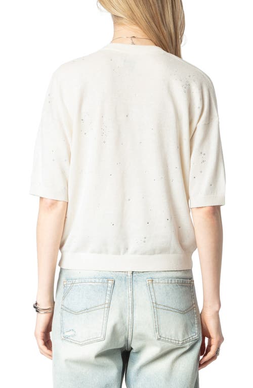 Zadig & Voltaire Womens Wully Rhinestone Knitted Top In Ecru