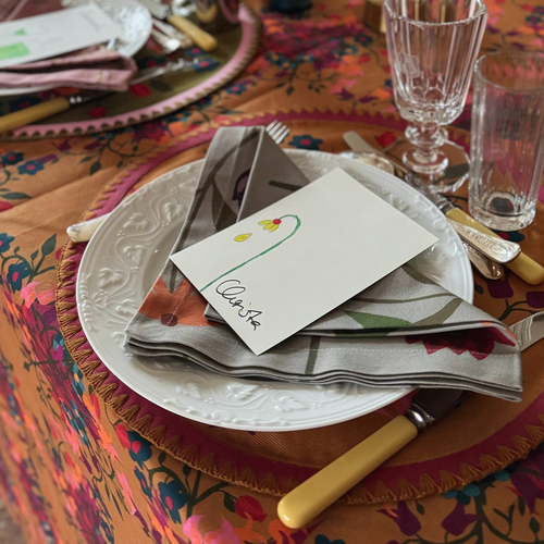 Sophie Williamson Design Picnic On The Meadow Set-of-six Cotton Napkins In Gray