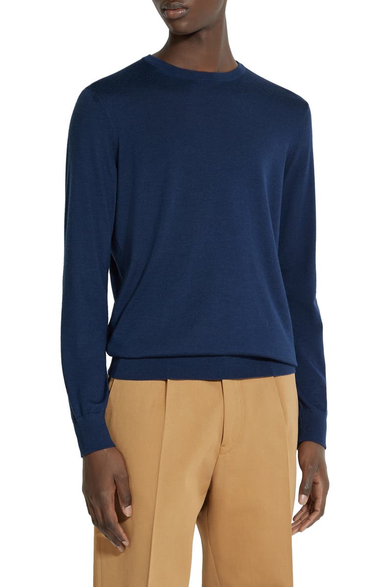 ZEGNA Cashseta Cashmere & Silk Sweater, Main, color, Blue Ciano