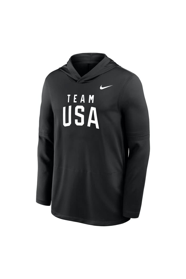 Men's Nike Black Team USA Lightweight Dri-FIT Long Sleeve Hoodie T-Shirt, Alternate, color, Black
