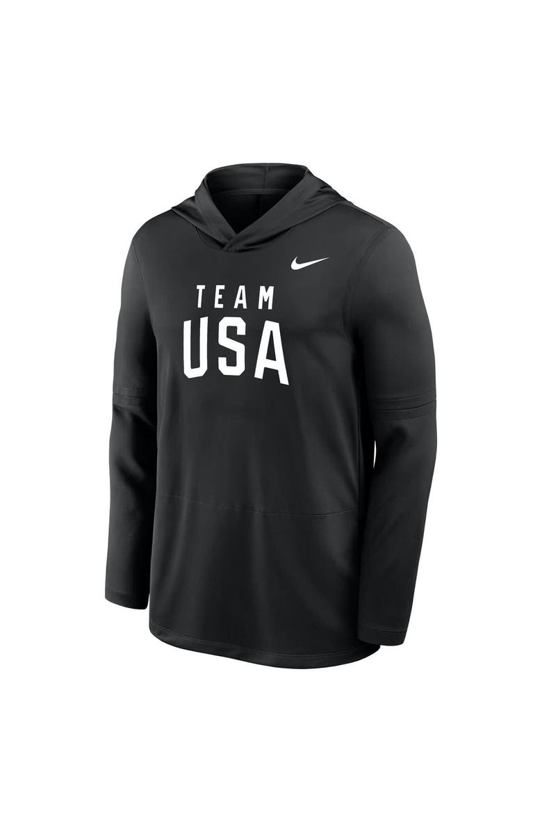 Nike Men's Nike Black Team USA Lightweight Dri-FIT Long Sleeve Hoodie T-Shirt, Alternate, color, Black