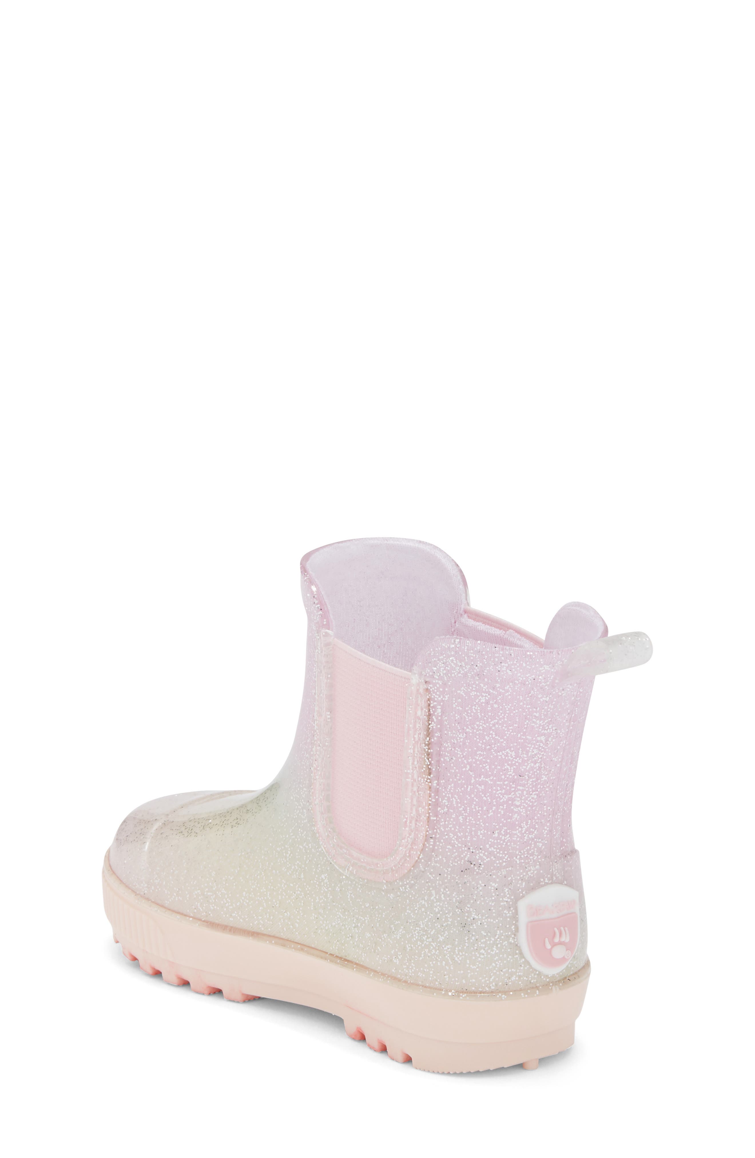 BEARPAW Kids' Pink Glitter Rain Boot, Alternate, color, Pink Glitter