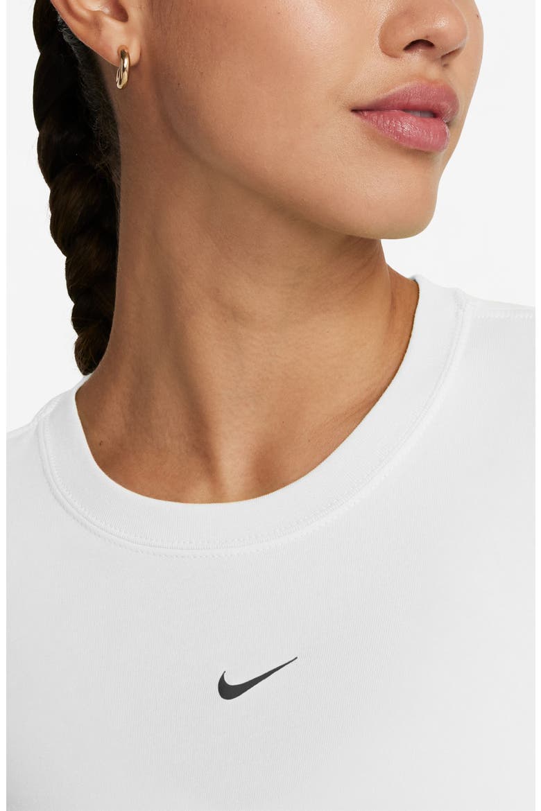 Sportswear Club Chill Knit Mod Crop T-Shirt, Alternate, color, WHITE/ BLACK