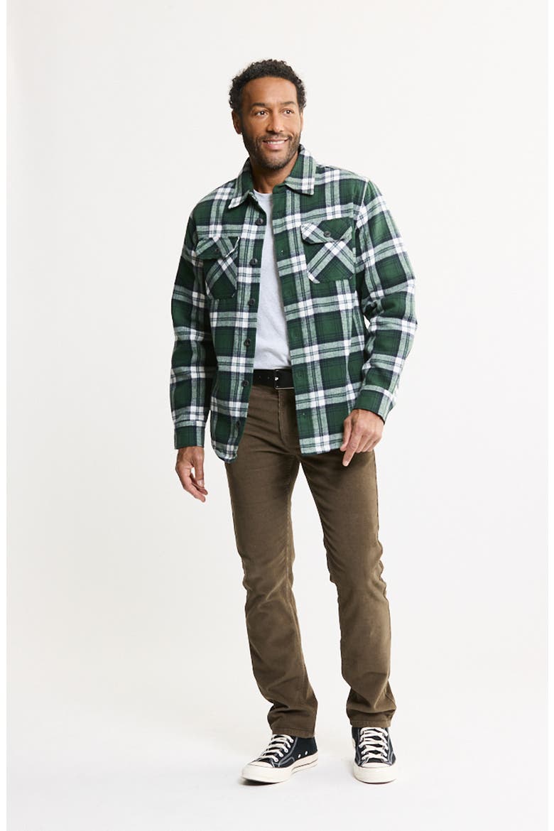 Flannel Shirt Jacket with Faux Fur Lining, Alternate, color, PLAID GREEN