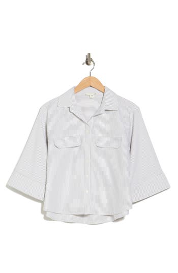 Beachlunchlounge Jennie Button-up Shirt In Sage Moss
