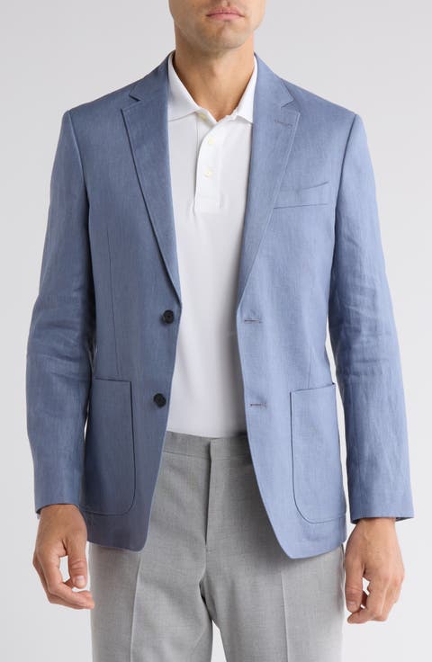 Solid Notch Lapel Linen Sport Coat (Short, Regular & Long)