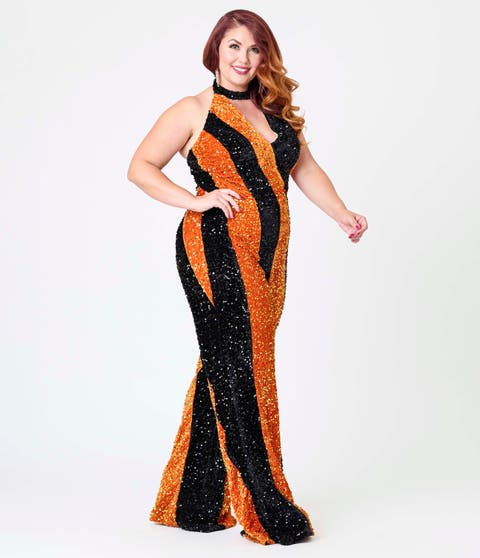 Plus Size Sashed Sleeveless Halter Glamour Goddess Jumpsuit