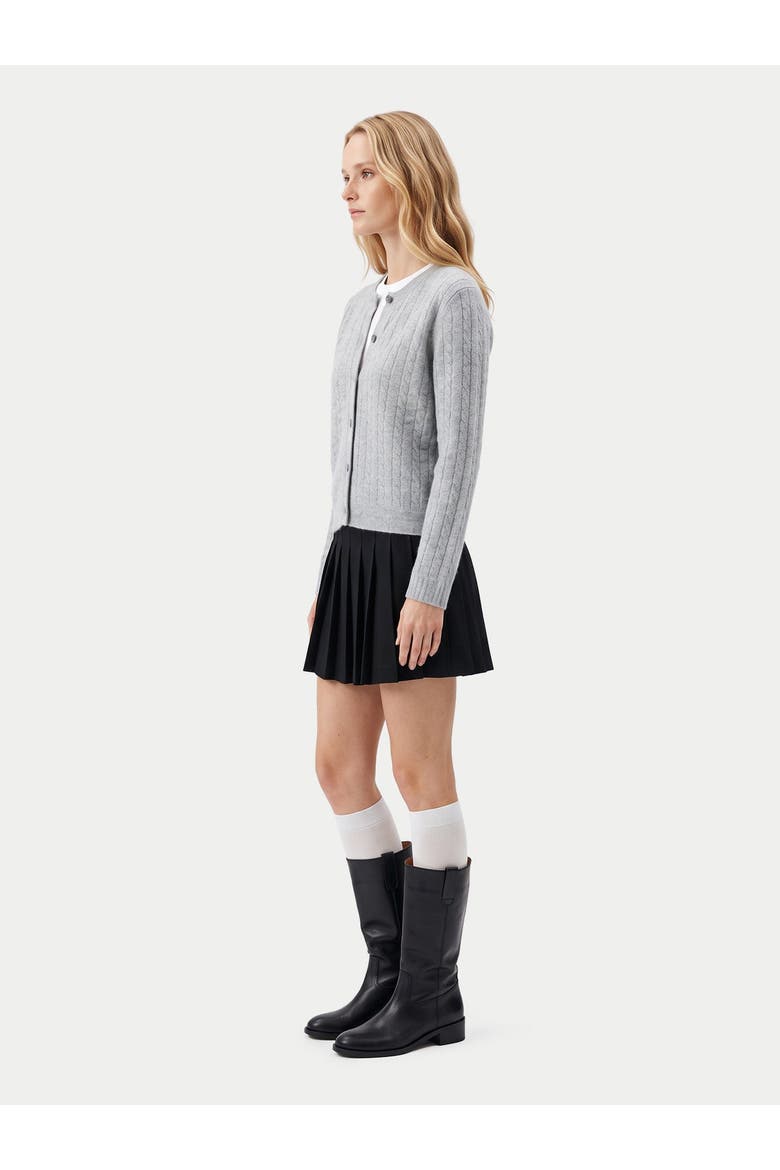 Cashmere Round-neck Cable Cardigan, Alternate, color, high rise