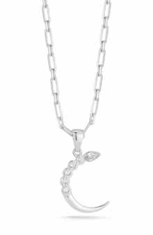 Cubic Zirconia Crescent Moon Pendant Necklace