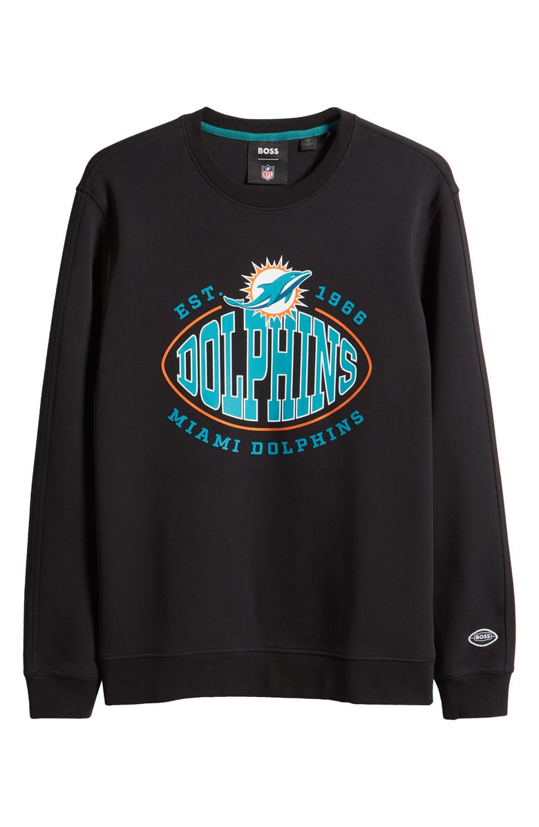 BOSS x NFL Crewneck Sweatshirt, Alternate, color, Miami Dolphins Black