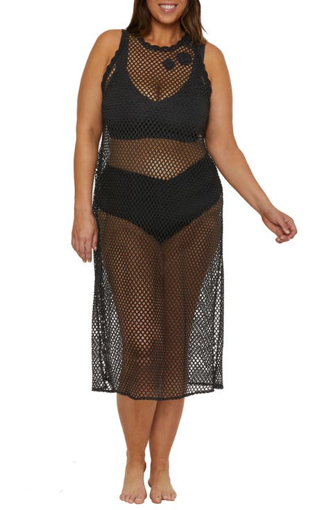 Castaway Island Sheer Mesh Cover-Up Dress (Plus)