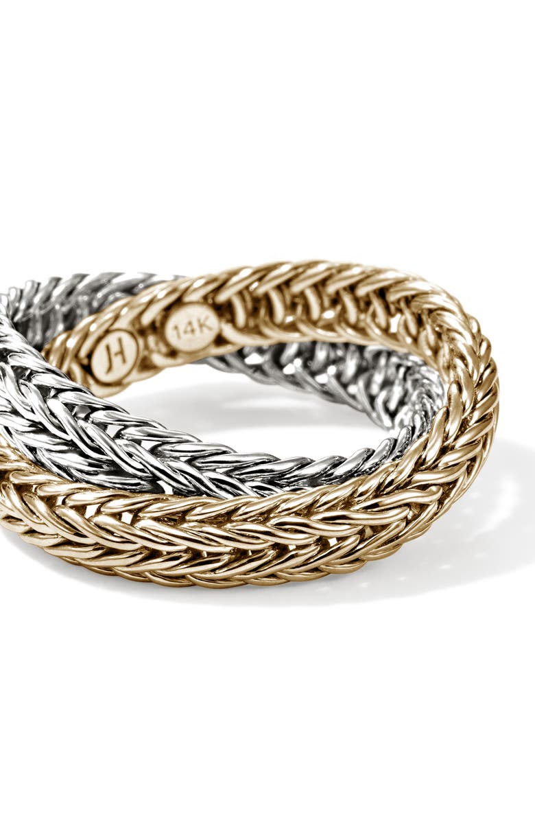 John Hardy Icon Chevron Crossover Ring, 4.5mm, Alternate, color, Silver And Gold