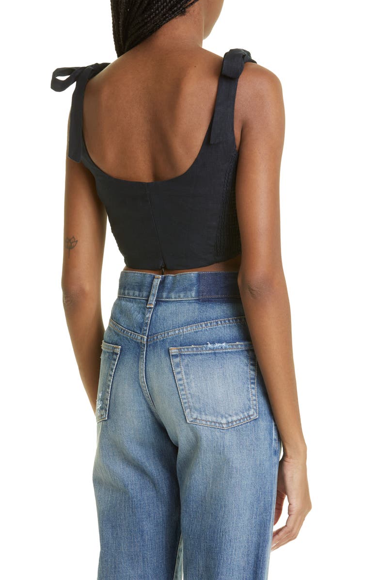 FARM Rio Tie Strap Corset Linen Tank, Alternate, color,