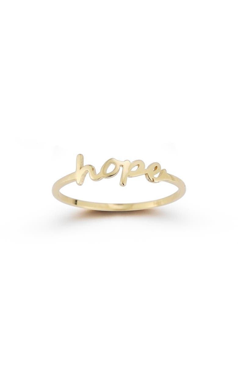 Ember Fine Jewelry 14K Gold Hope Script Ring, Main, color, 