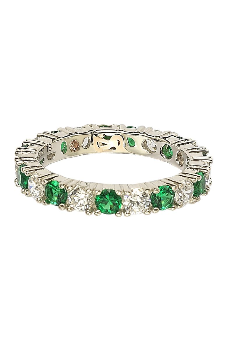 Sterling Silver Cubic Zirconia Eternity Band Ring, Main, color, GREEN